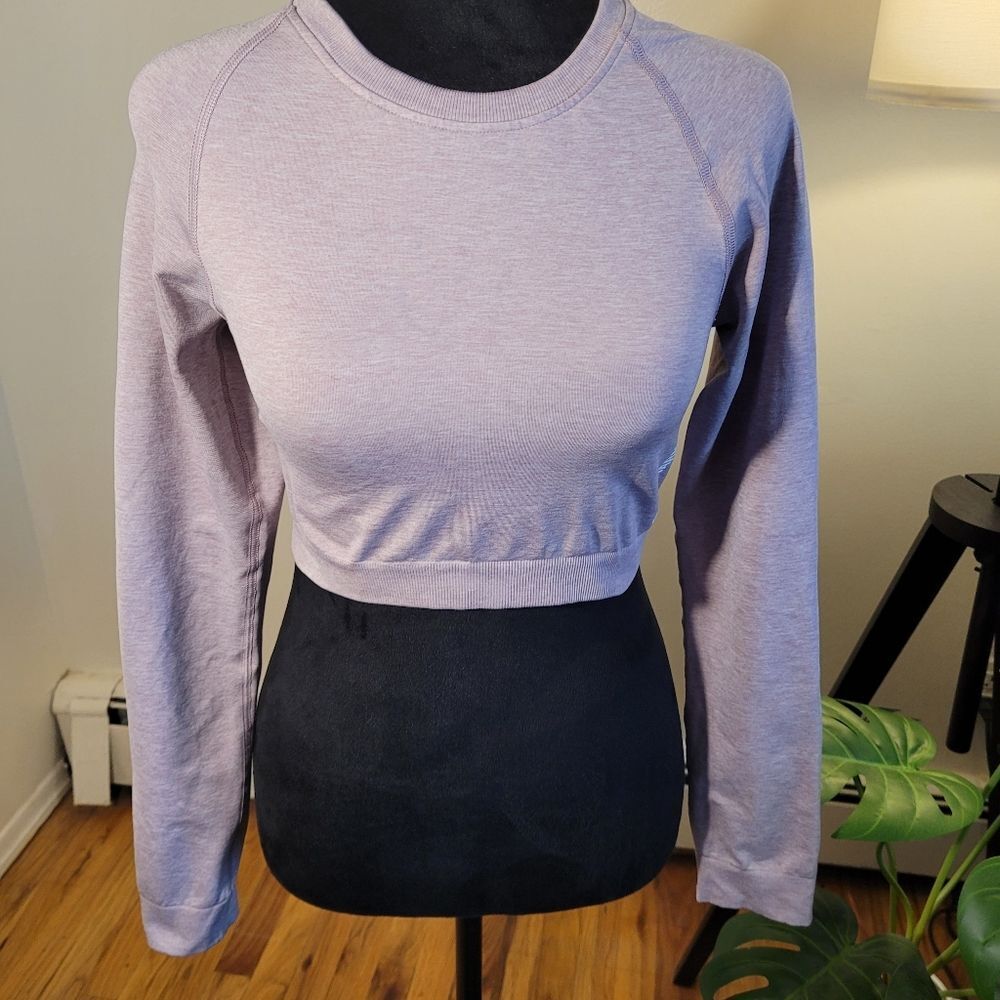 Gymshark Women's Long Sleeve Crop Top - Light Purple Size Medium EUC - Picture 8 of 14